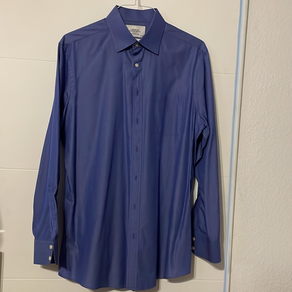 Charles Tyrwhitt SET OF TWO Men’s Dress Shirts Size: 16.5/35.  white, blue - Picture 2 of 11